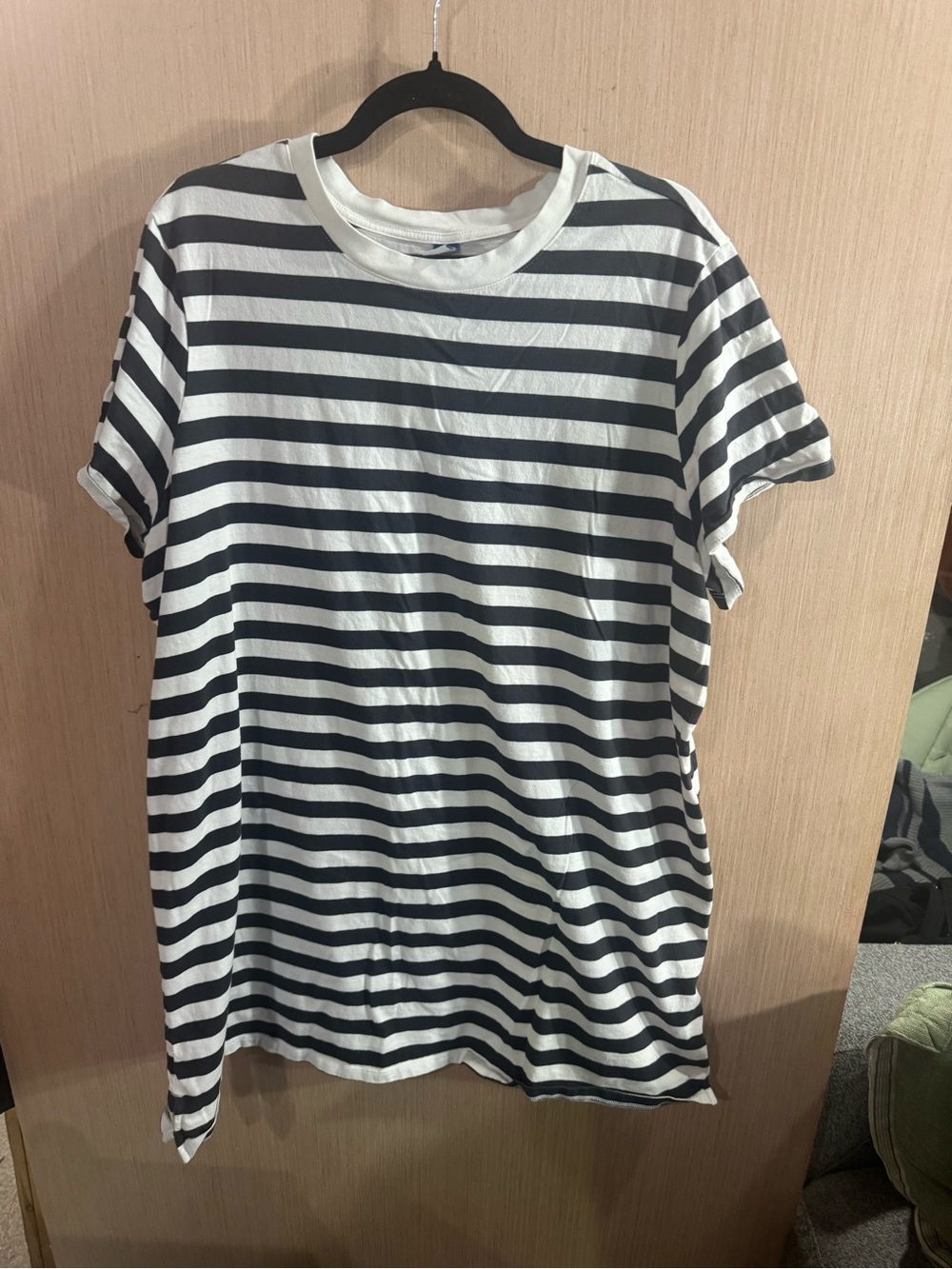 Old Navy Cotton Dark Grey and White Striped Tshirt Dress Size XXL